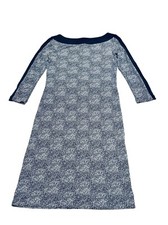 Tory Burch Silk/Soie Dress Women's XS Boat Neck 3/4 Sleeve Stretch Navy White