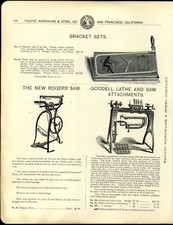 ca 1903 PAPER AD Pedal Foot Power New Rogers' Goodell Iron Scroll Saw Lathe