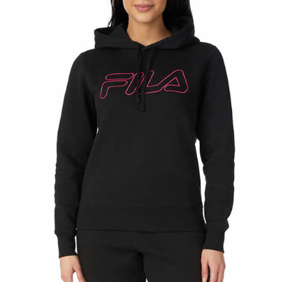 NUOVA FILA felpa con cappuccio donna pullover peso medio con logo in pile taglia small