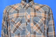 vintage 50s PENNEY'S RANCHCRAFT BROWN CHECKED WESTERN PEARL SNAP COWBOY SHIRT S