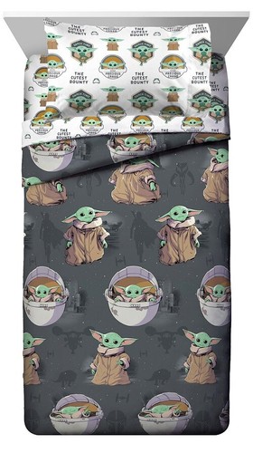 Star Wars The Mandalorian Baby Yoda 5PC Reversible Twin Bedding Set *New*