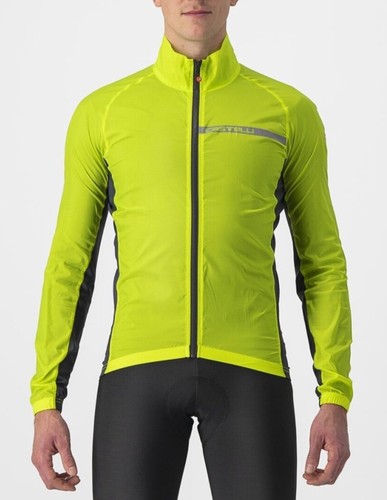 M NWT Men’s CASTELLI SQUADRA Lightweight Stretch CYCLING WIND JACKET Yellow Fluo