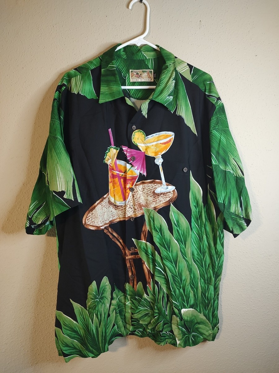 Tori Richard Mens Hawaiian Shirt XXL Champagne Cocktail
