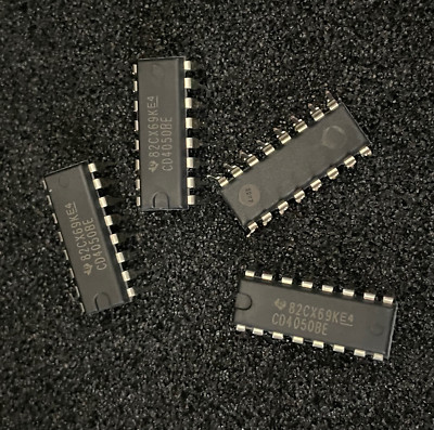10pc T.I. CD4050BE CMOS  Non-Inverting Hex Buffer/Converters I.C.  DIP-16P **NOS