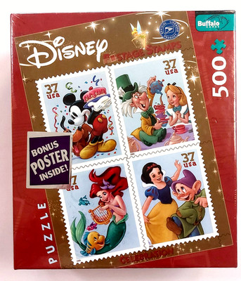 New! Disney Postage Stamps Celebration 500+ PC Puzzle Buffalo Games W/Poster