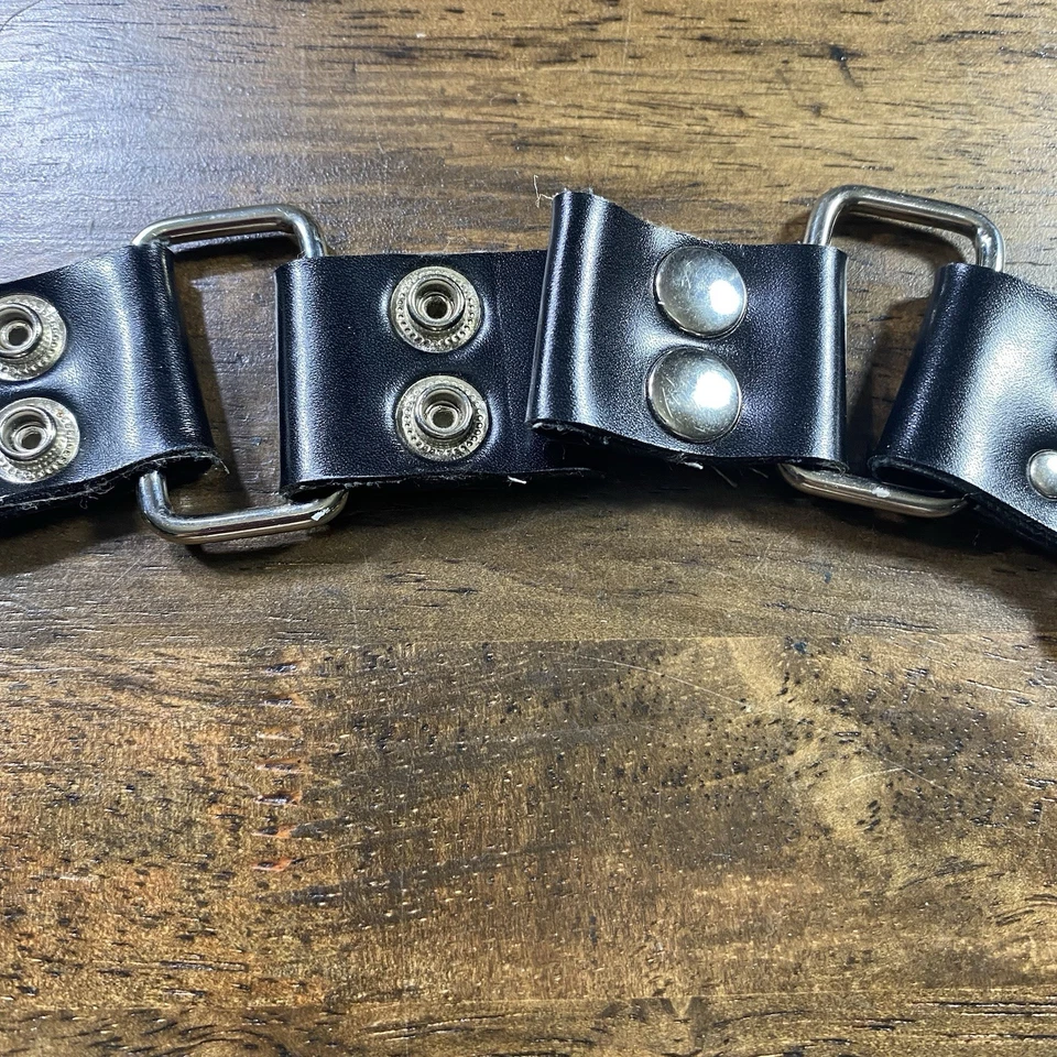 "Cinturón ajustable retro punk rock de cuero negro y eslabones de cadena 40""" Foto 2 de 4