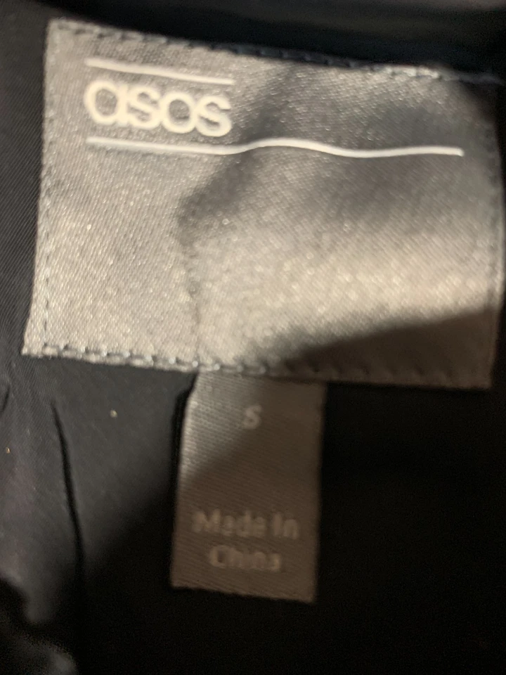 Asos Parka Coat Mens Small Black Lined Hooded Button Front Inside Zip Oversized - Image 2 of 4