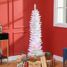 5ft Artificial Pencil Christmas Tree, Prelit with Colorful LED Lights & Branches