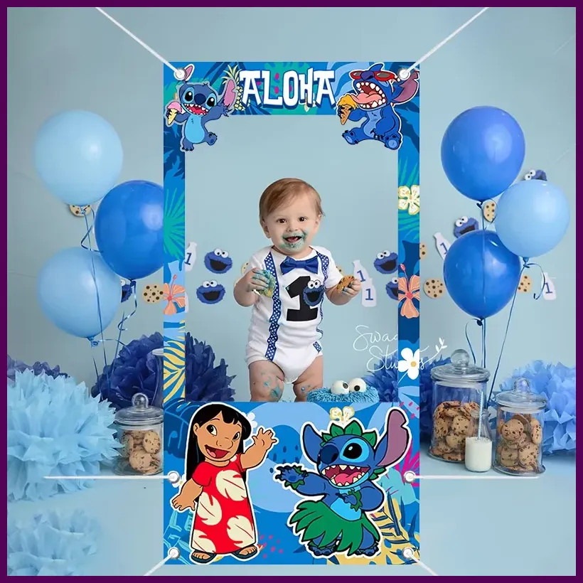 1 marco para fotomatón de Lilo y Stitch de dibujos animados de 90 x 180 cm para
