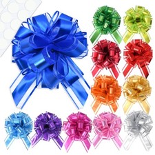 12 PCS 7 Inch Extra Large Pull Bows Gift Wrapping Ribbon Multiple Colors Dots
