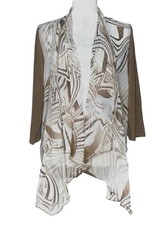 Chico's Travelers Open Front Jacket Womens 0 Colorblock Geometric Chiffon Slinky