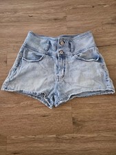 So Women's Curvy Mom Denim Jean Shortie Shorts Size 3/26 W BUTTON FLY HIGH RISE