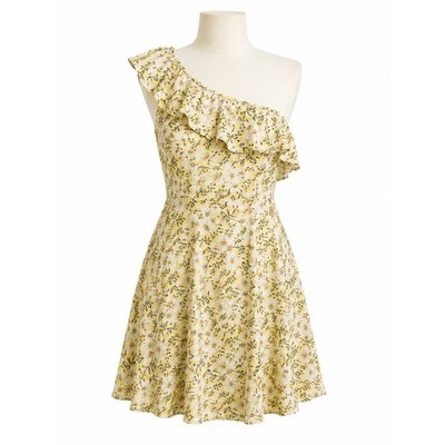 Mi Ami Francesca's Floral One Shoulder Yellow Mini Dress  - Size XL