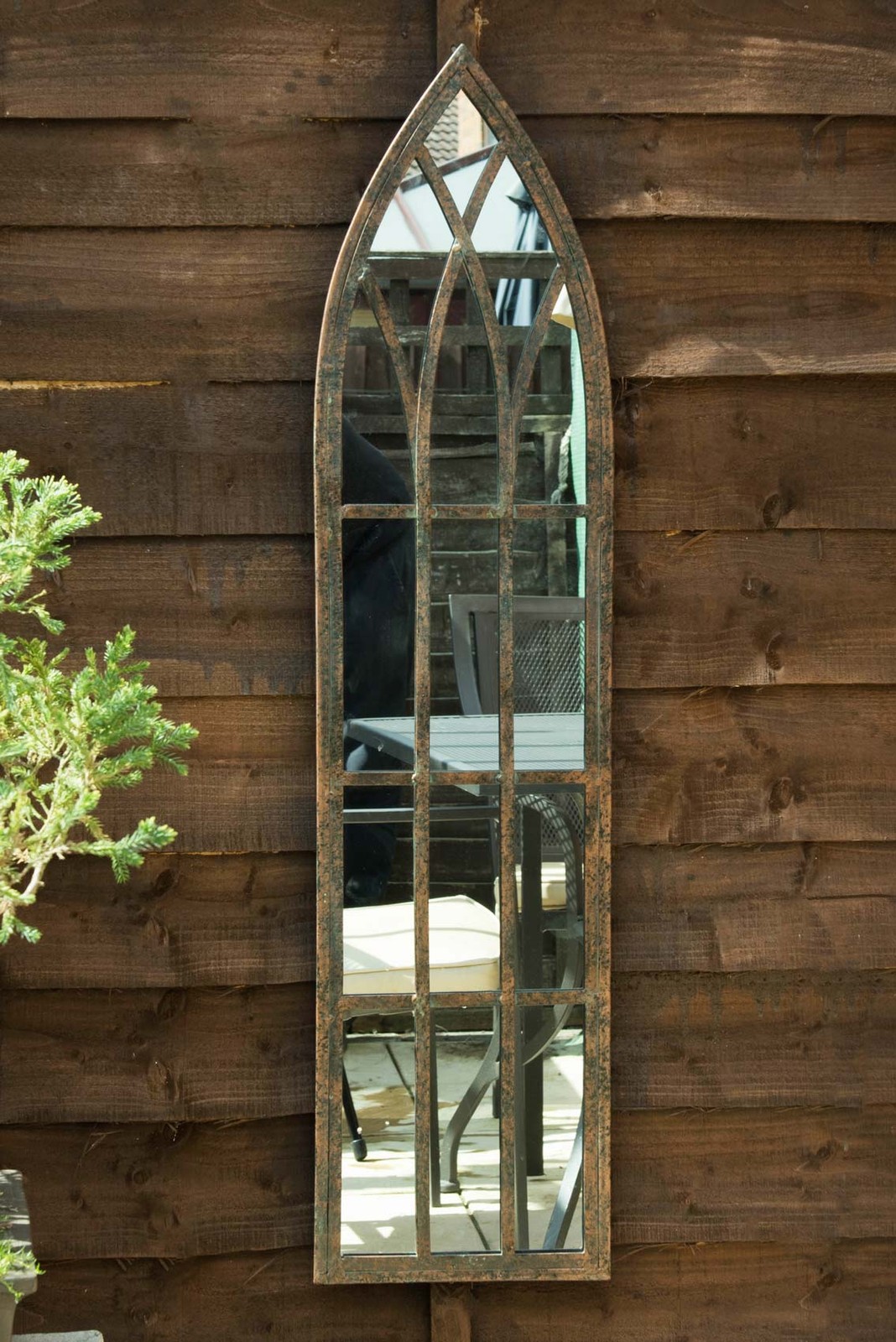 Large Garden Wall Mirror Metal Arch Outdoor Vintage 3ft3 x 9.5'' 100cm x 24cm