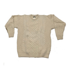 Carraig Donn Sweater Men's Size L Merino Wool Cable Knit Made in Ireland