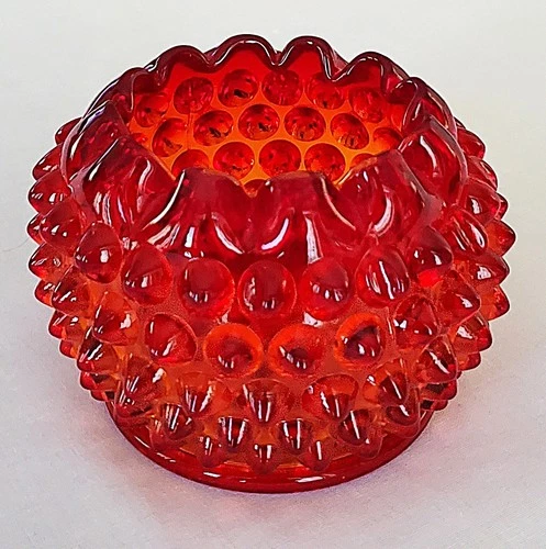 Fenton Amberina Hobnail Rose Bowl Violet Vase