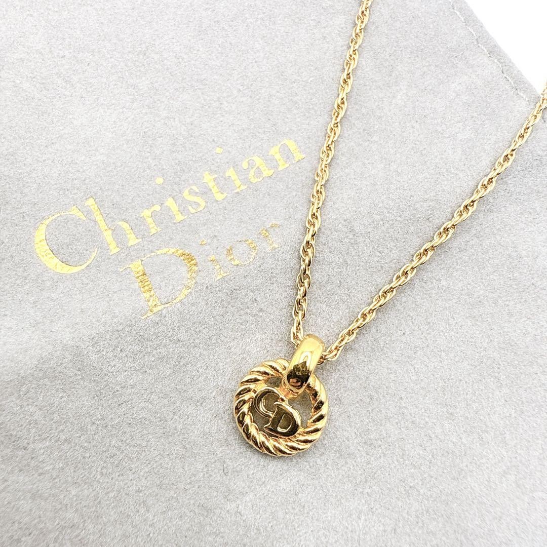 Dior CD Logo Necklace Gold Silver Unisex Vintage 90s Rare Japan