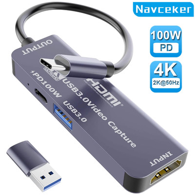 USB 3.0 Video Capture Card With 100W PD For Meta Quest 3 iPad HDMI to USB/Type-c