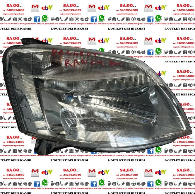 Fanale Anteriore Sinistro Per Peugeot Ranch Partner 1996-2002 - Luce Bianca, Ricambio 630380