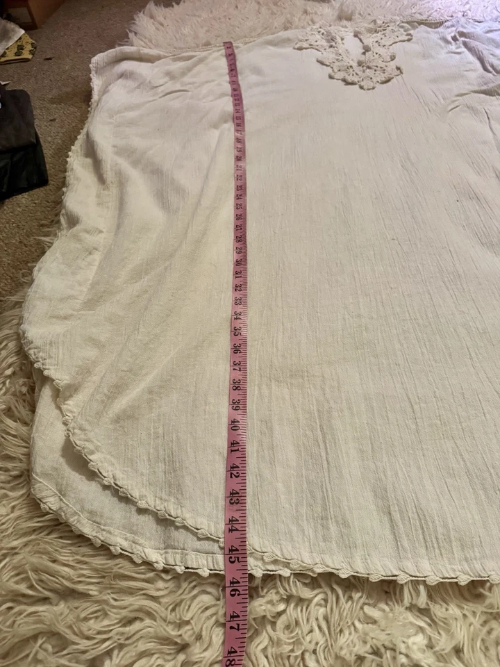 Maxi Vestido De Colección Crema Crochet Diosa Caftán Marfil Gasa Años 70 Raro Foto 4 de 4