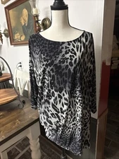 NWOT IMAN Animal Print Black & Gray Tunic Sz XL