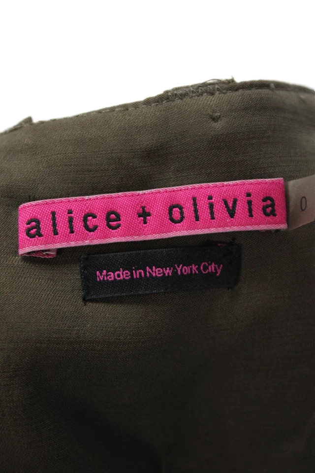 Pantalón Alice + Olivia Mujer Plisado Tiro Alto Cónico Marrón Talla 0 Foto 4 de 4