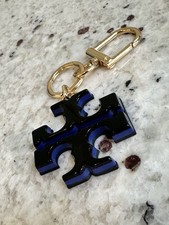 Tory Burch Keychain Black Blue Key chain Bag  s Hanging Tag Chaim Fob