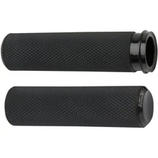 Arlen Ness Fusion Black Knurled Hand Grips Harley Dual Cable Throttle 76-Up