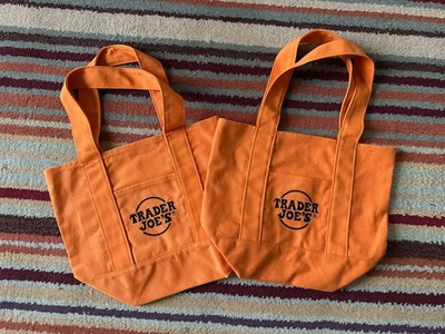 NWOT lot  2 Trader Joe s Mini Halloween Canvas Tote Bags Orange  