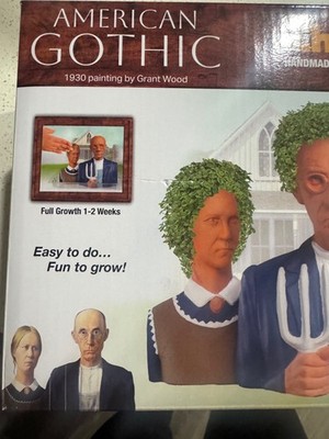 Chia Pet American Gothic Planter Grant Wood Art Collectible NEW Funny Gift Deco