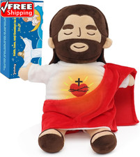 15.7" Jesus Plush That Breathes, Soothing Light up Musical Toy with Glow Son