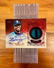 2022 Topps Reverence Ken Griffey Jr Ruby Patch Auto /5 TRAP-KG Mariners On Card