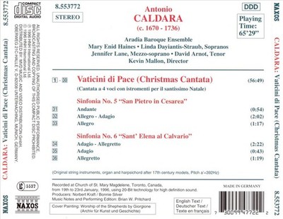 CALDARA: CHRISTMAS CANTATA (VATICINI DI PACE); SINFONIAS NOS. 5 & 6 NEW ...