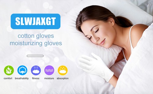 3 Pairs Cotton Gloves for Dry Hands Sleeping, Soft Eczema - Picture 2 of 21