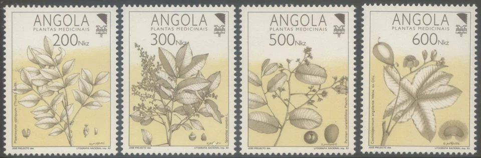Angola 1992 MNH** LUBRAPEX '92*Medicinal Plants*Flora*Sneezewood*Mobola Plum 4v - Photo 1/1