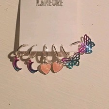 Kanfore Multicolor Kids Hoop Earrings Set Hearts Butterflies Moons