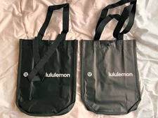 Lululemon Reusable Shopper Tote Bags LOT OF 2 Dark Green Small Bag