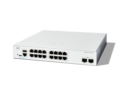 Cisco Catalyst 1300-16T-2G-Managed-Switch, 16-Port-GE, 2 x 1-GE-SFP, eingeschrän