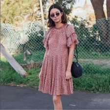 Ulla Johnson Clay Doris Dress Tiered Ruffle Vine Floral Print Size 2