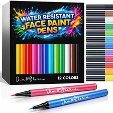 Water Resistant Face Paint Tattoo Pen, Temporary Tattoo Markers for Skin, Bod...