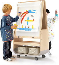 Banasuper 3-In-1 Kids Art Easel with Wheels - Height Adjustable, Dual-Sided Magn