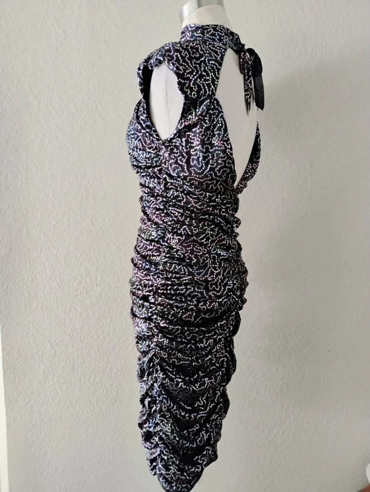 7 Mujeres Adulto Disfraz Vestido Retro Años 70 Disco Talla XS/S (2-6) con Boa Pluma Foto 4 de 4