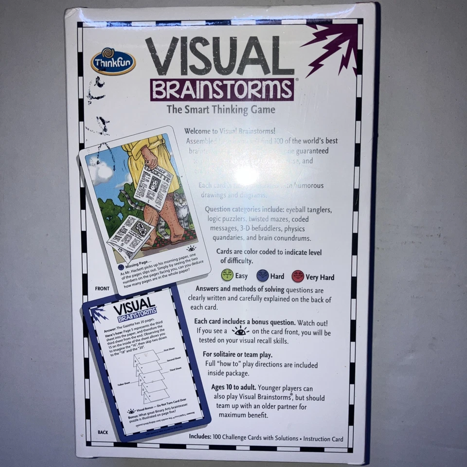 Thinkfun Visual Brainstorms The Smart Thinking Game Challenge Cards Fun Gift NEW - Image 2 of 2
