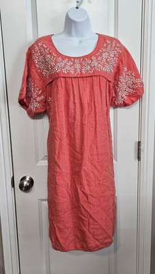 ROLLER RABBIT Roberta Embroidered Lined 100% Linen Tunic Dress Size XL
