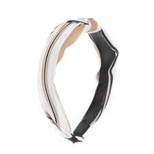 Grace Stripe Pattern Wide Cross Knot Headbands for Women Khaki White Black 1 Pc