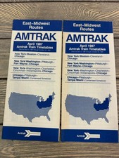 Vintage 1987 Amtrak Train Timetable East-Midwest Routes Travel Schedule Ephemera