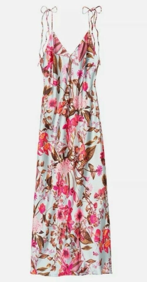 UNDERCOVER Abito midi Victoria Secret donna XS slip raso blu rosa floreale us intime ottimeioni