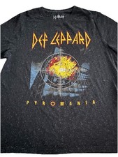 Def Leppard Brand  Pyromania  T-shirt Hard Rock XL Black Distressed Speckled Tee