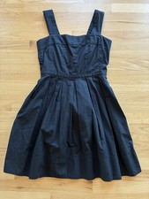 Gap Womens 6 Cotton Fit & Flare Pleated Dress Zip Sleeveless Black 2015 Pockets