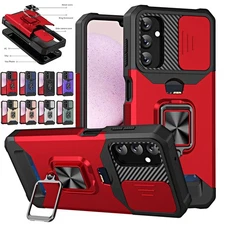 For Samsung Galaxy A16 A26 A35 A36 A56 5G Rugged Card Case with Slide Lens Cover